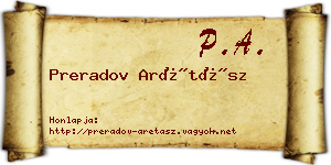 Preradov Arétász névjegykártya